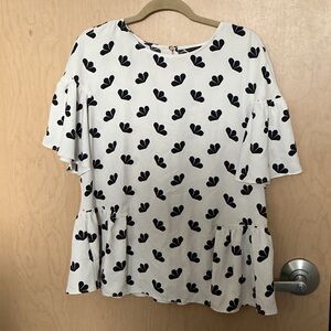 Ann Taylor Black and White Floral Blouse